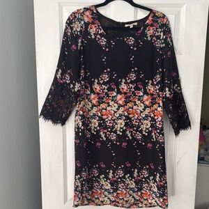 Skies Are Blue Black Floral Lace Dress